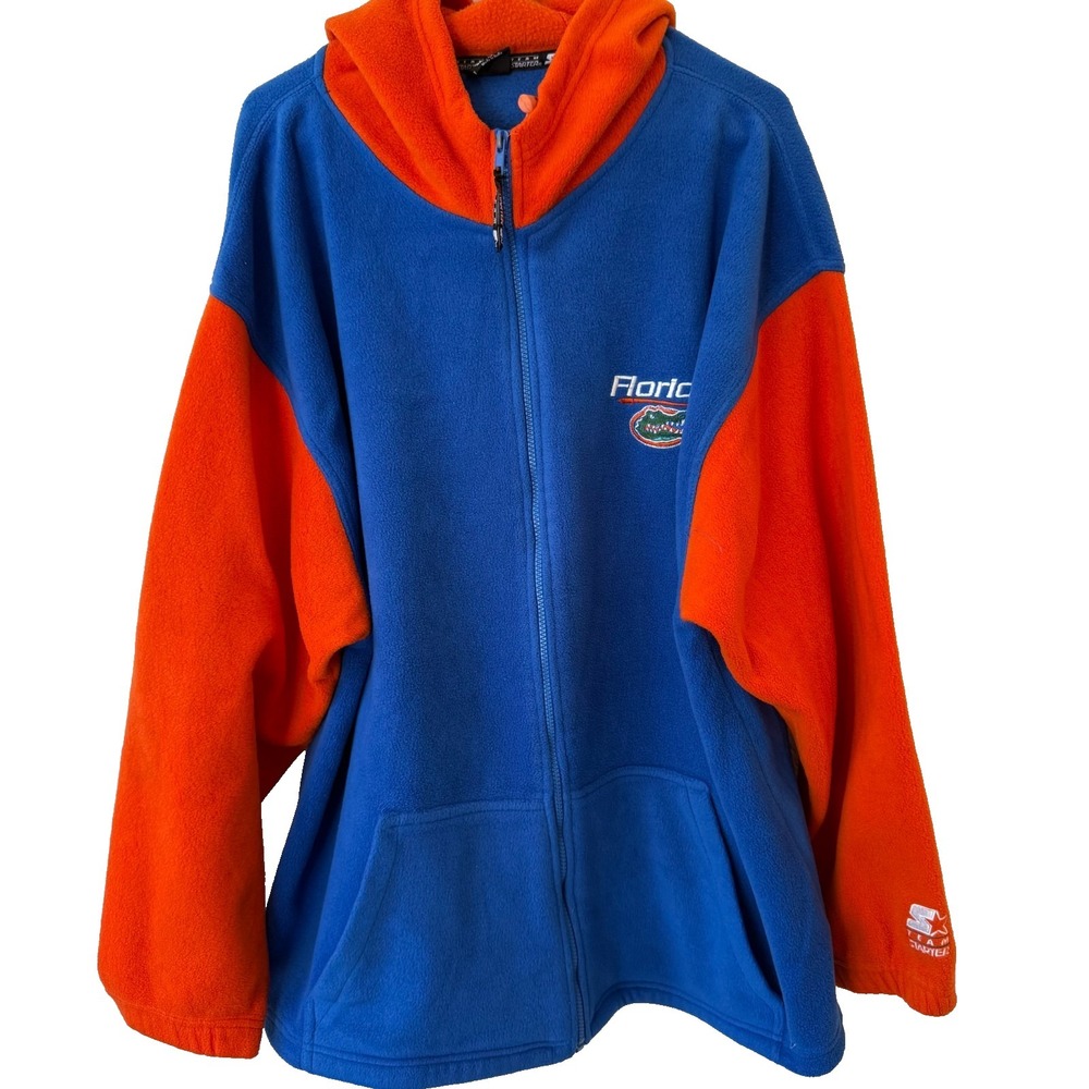 Vintage Florida Gators Starter Fleece Jacket Hoodie Zip Up Orange Blue Men's XL